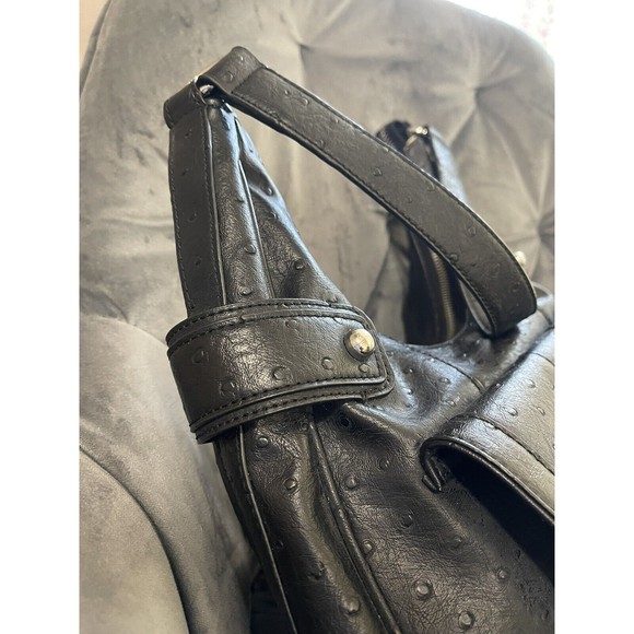 Guess Vintage Hobo Sequin Metal Logo Shoulder Bag Faux  Ostrich Leather  Y2K - Picture 3 of 13